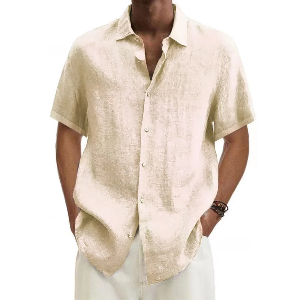 men Cotton Linen Hot Sale Sleeved T- Shirts