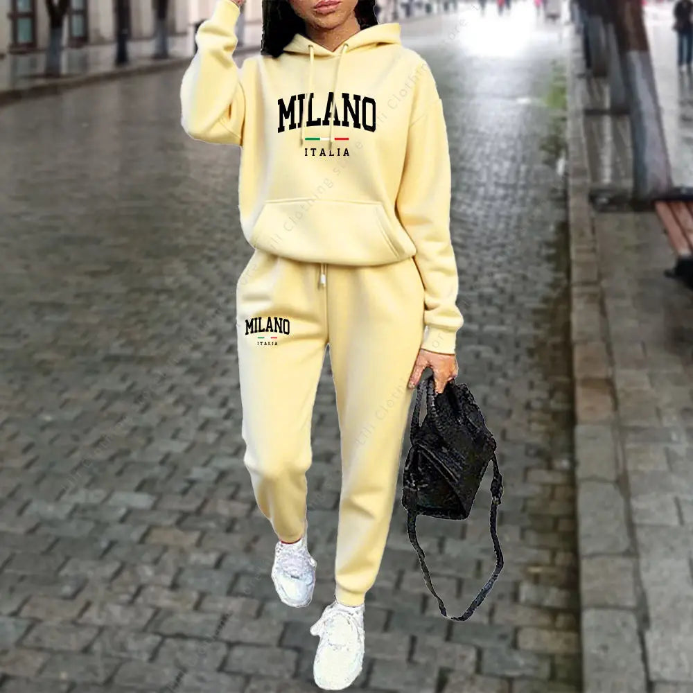 Women's Sets 2pcs Hoodies Outfits  MILANO Letter Print Tracksuit