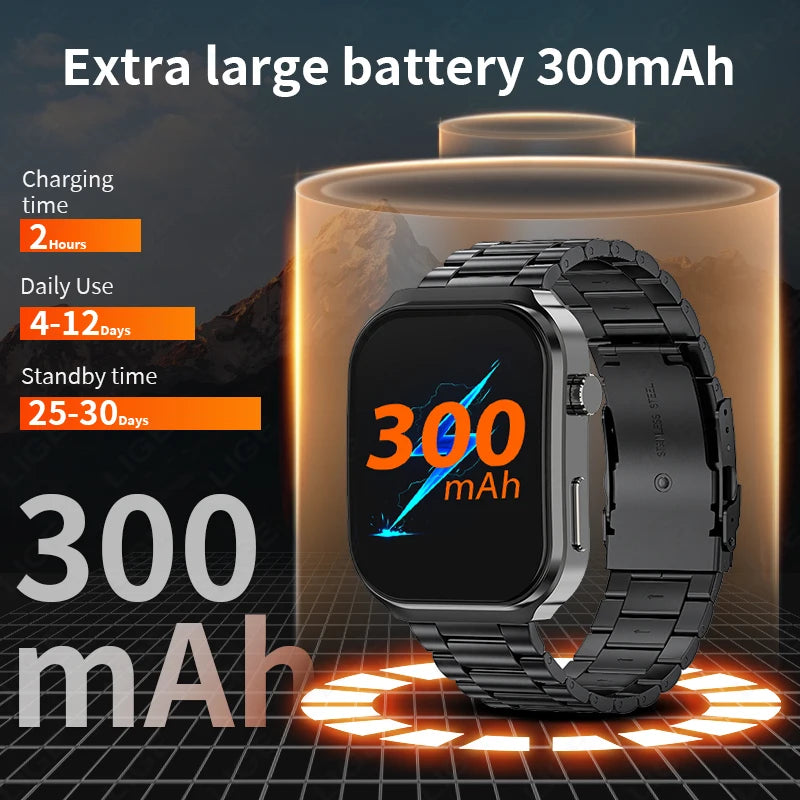 LIGE New AI Healthy Diagnosis Blood Lipids Uric Acid Smart Watch 2.2" Curved Screen Voice Bluetooth Call Health Smartwatch