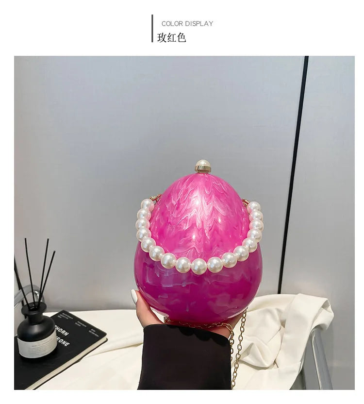 New acrylic eggshell bag 2025 fashion niche design women's messenger bag portable dinner bag