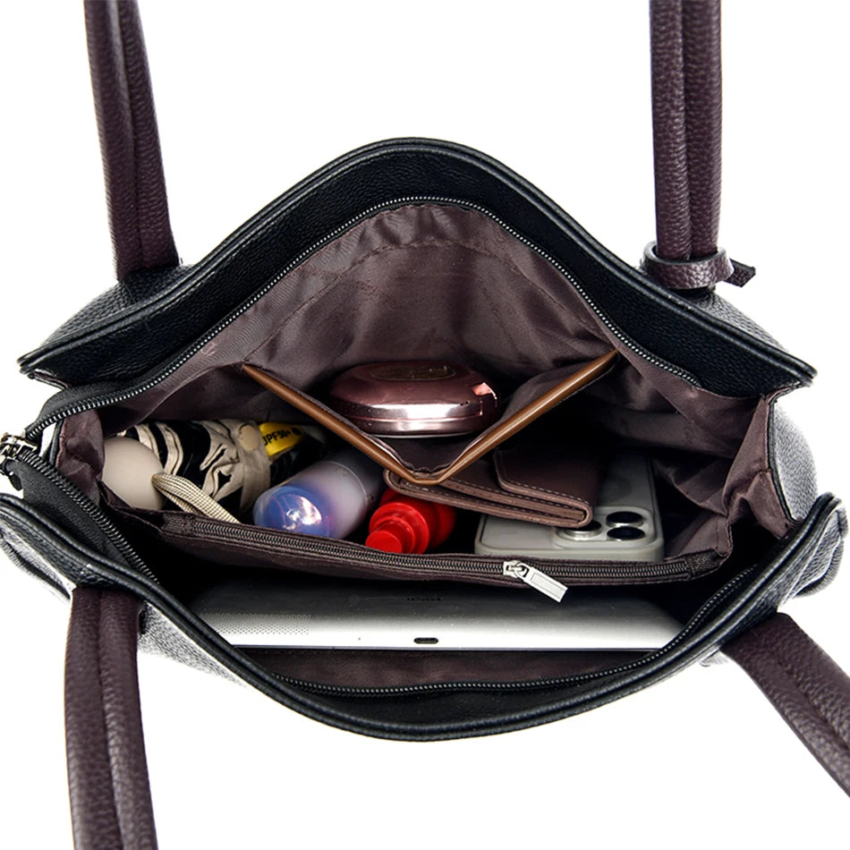 Soft Leather Luxury Handbags Large Capacity Shopping Bag