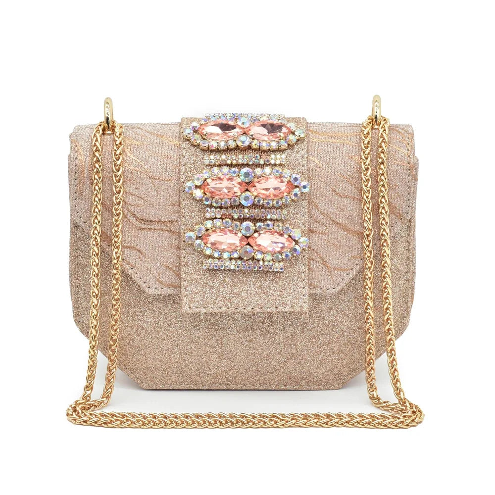 Latest Party Shoes and Bags To Match  Pointed Toe Rhinestone Shoe and Bag Set for Wedding