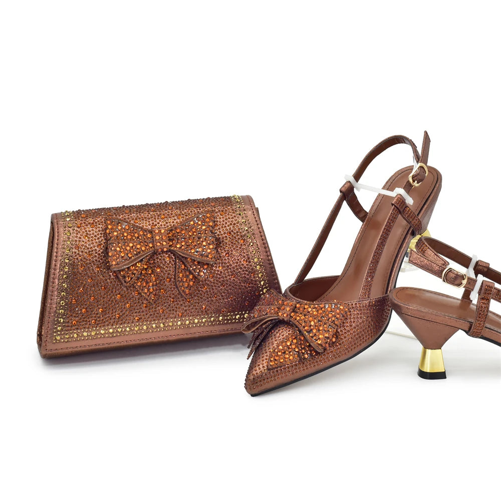New Arrival Italian Shoe and Bag Set Designer Wedding Luxury  Shoes and Bag Set