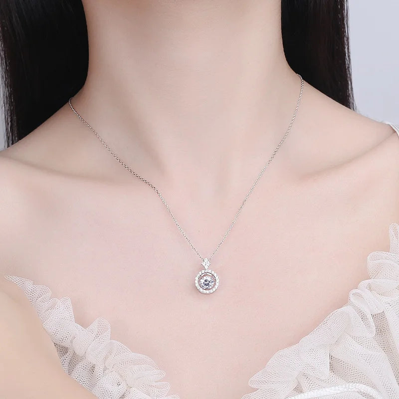 Simulated Diamond Necklace S925 Sterling Silver Jewelry