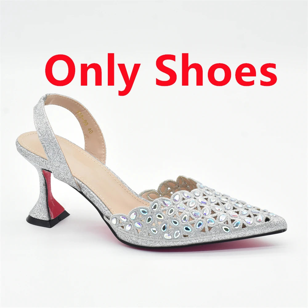 Silver Color Shoes and Bag for Party Wedding Luxery Women Shoe and Bag