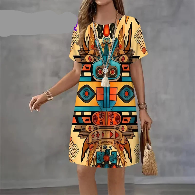 Vintage Short Sleeve Summer Elegant Sundress