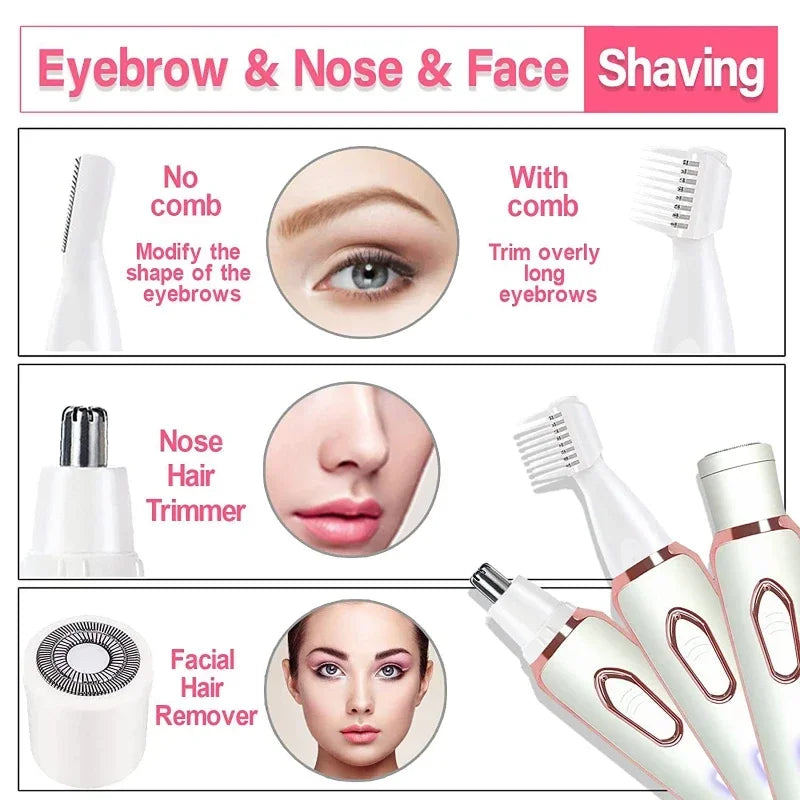 Electric Shaver for Intimate Care of Women's 4in1 Armpit Hair Private Area Pubic Hair Trimmer