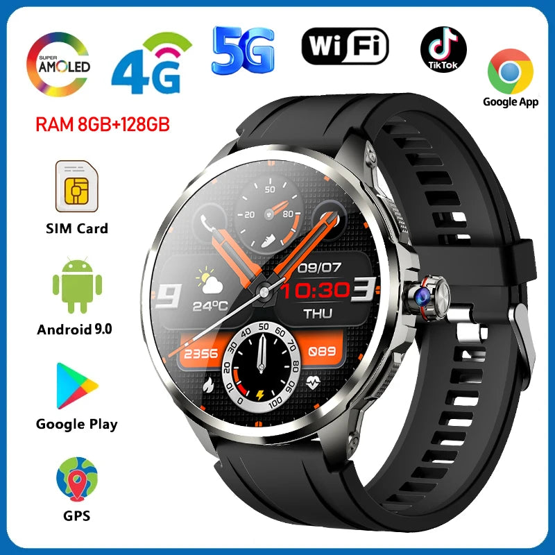 5G/4G Full Netcom 8GB+128GB RAM Smart Watch 1.95 inch 2100mah Battery 900W Camera GPS WIFI Google APPS Smartwatch