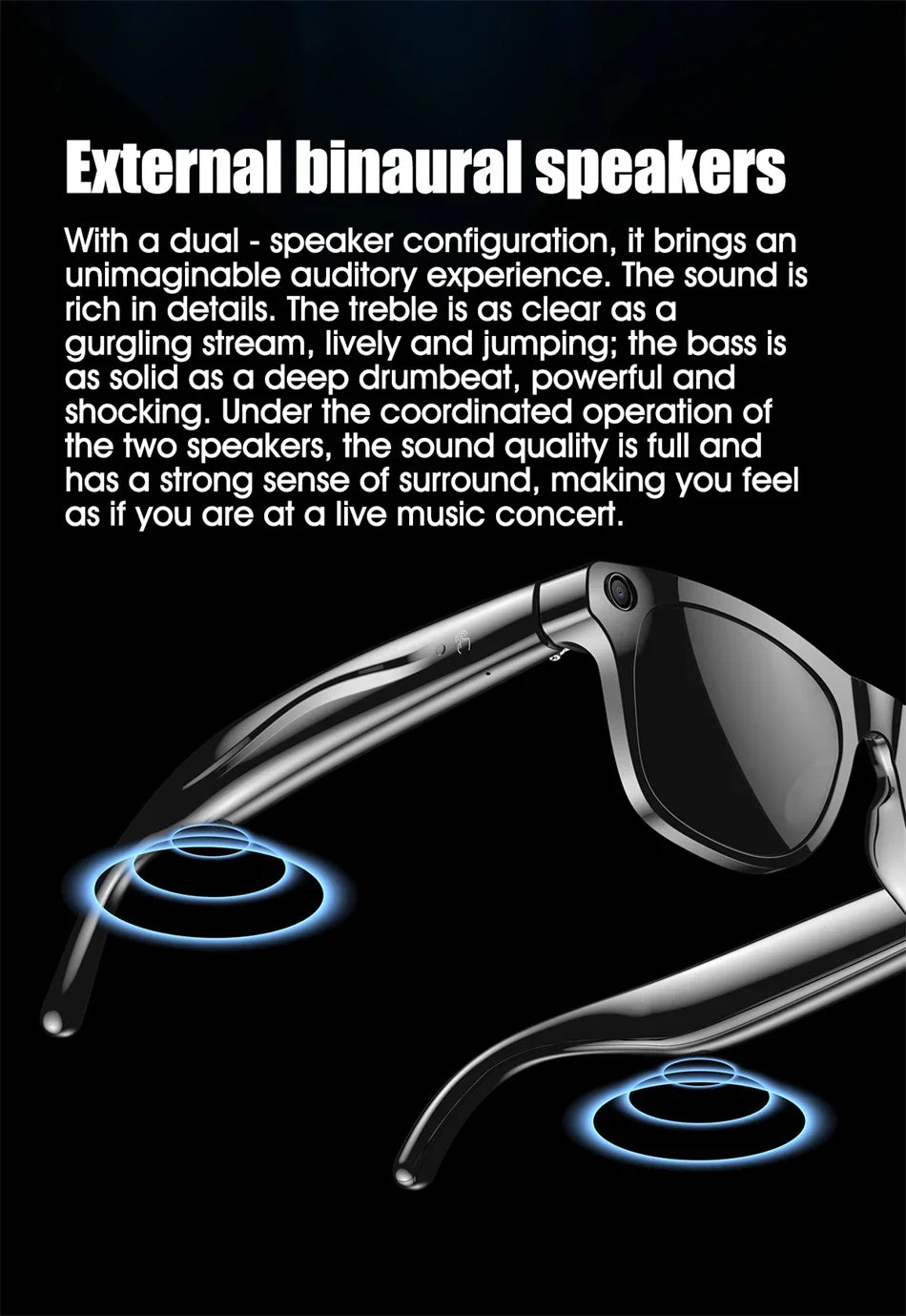4K HD AI Smart Glasses Chat GPT 100MP Camera Bluetooth Call 260Mah Battery Voice Assistant  Control Smart Glasses