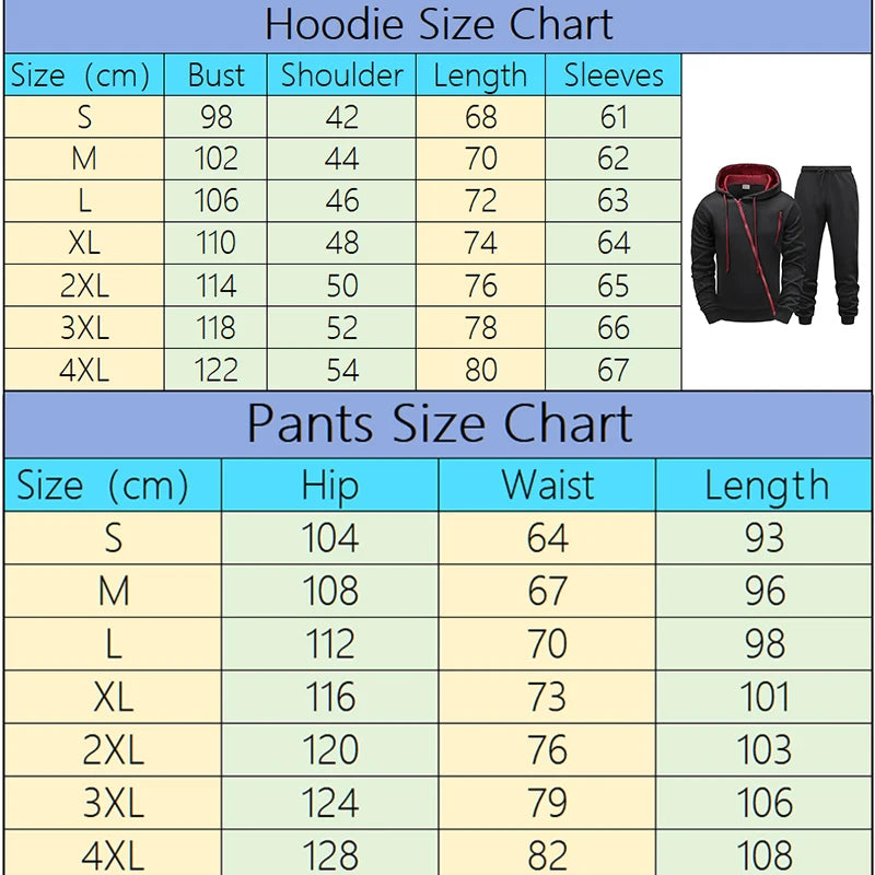 Men's Zipper Hoodie Sweater Gym Fitness Tracksuit 2pcs Set Fall Winter Daily Casual Sports Jogger Suit