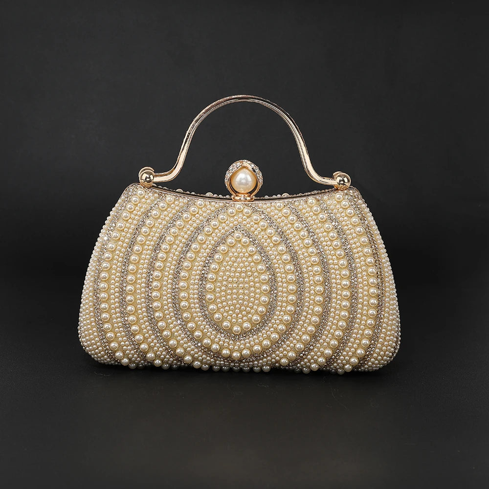 New pearl evening bag set with diamonds versatile for wedding banquet and party dresses handbag for romantic date shoulder bag