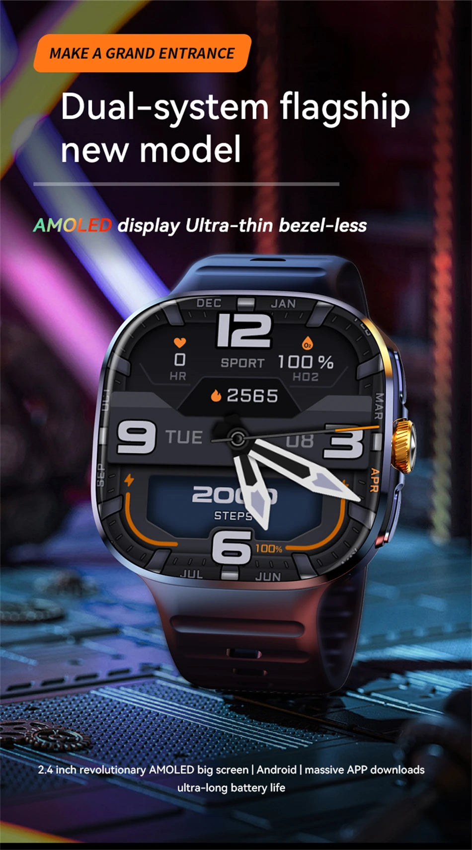 5G/4G Full Network Smart Watch 2.40 inch Big Screen HD Video Call 8GB+128GB RAM 2100mAh Google Play WIFI GPS Sim Card