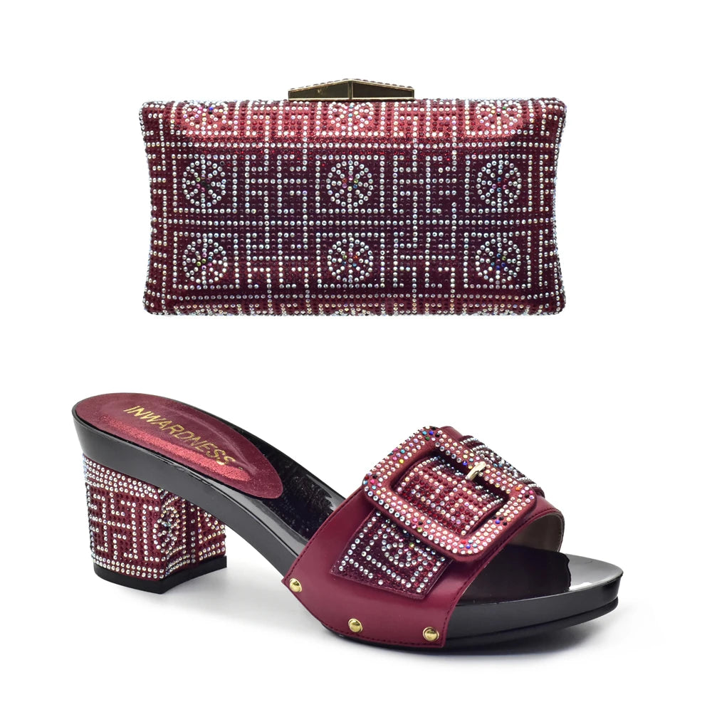 Wine Color Italian Shoes with Matching Bags