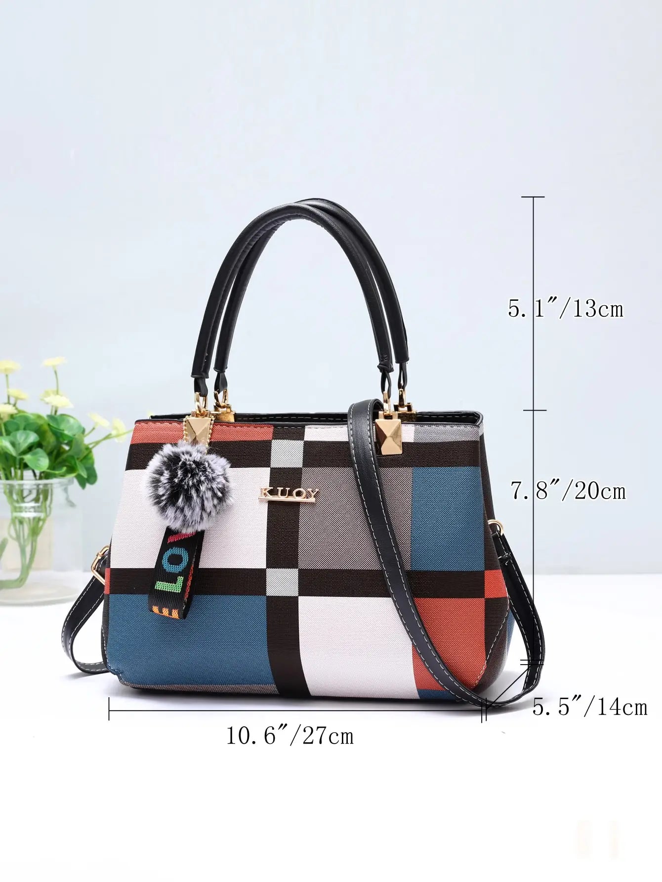 New luxury handbag for women with random grid design, fashionable shoulder bag