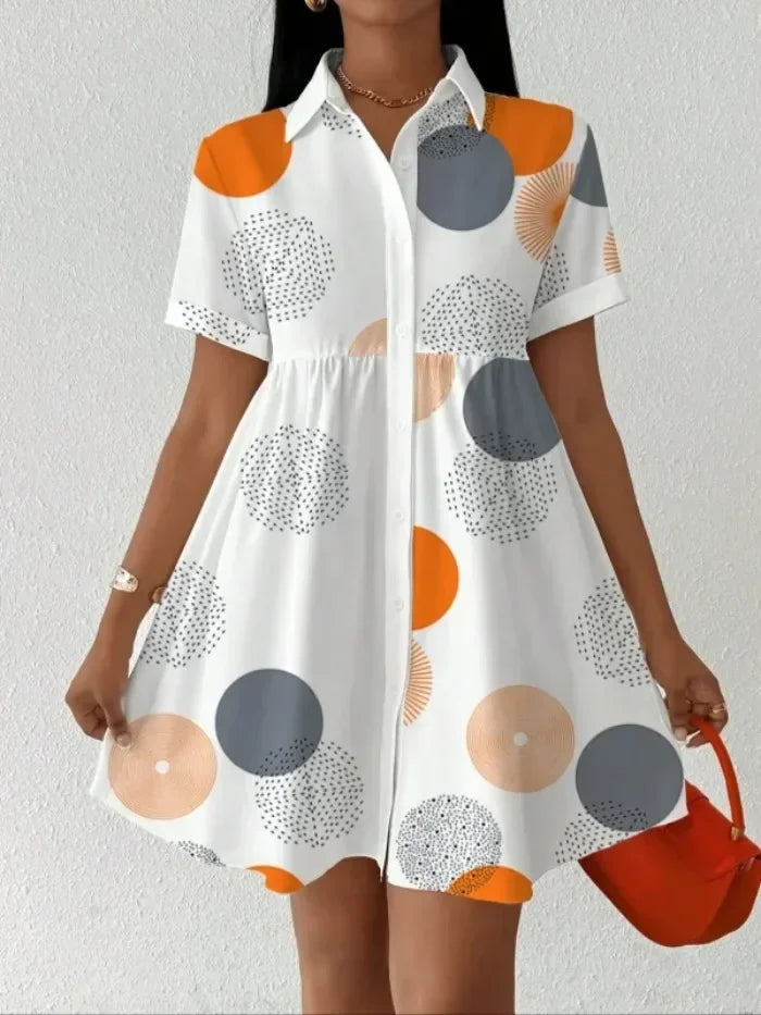 Summer Fashion Button-Up Lapel Collar Short Sleeves