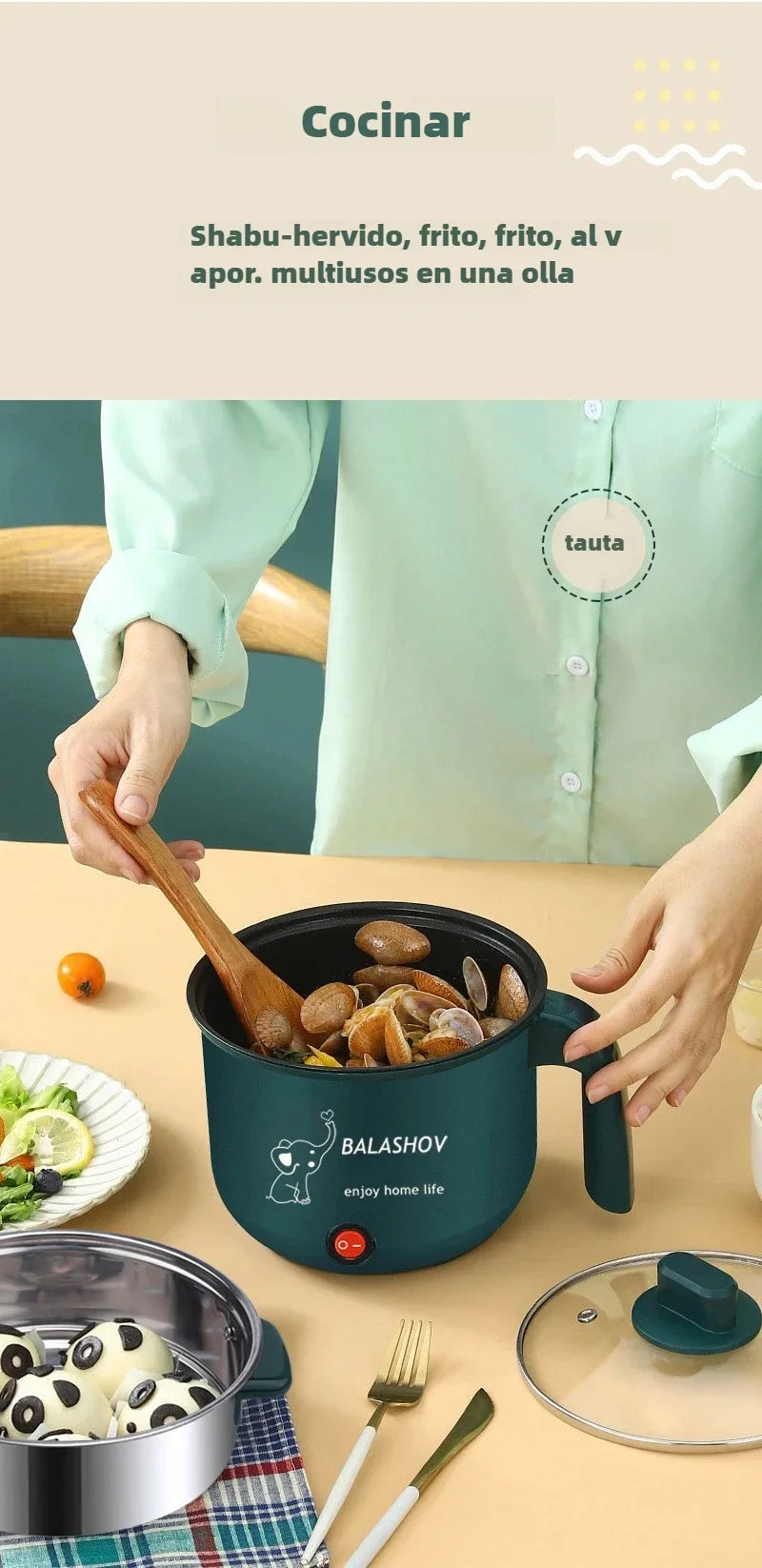 Mini Electric Cooker Non-stick Cooking 1-2 People Double Hot Pot steamer Hot Pot Multifunction Electric Cooker for Home 220V EU