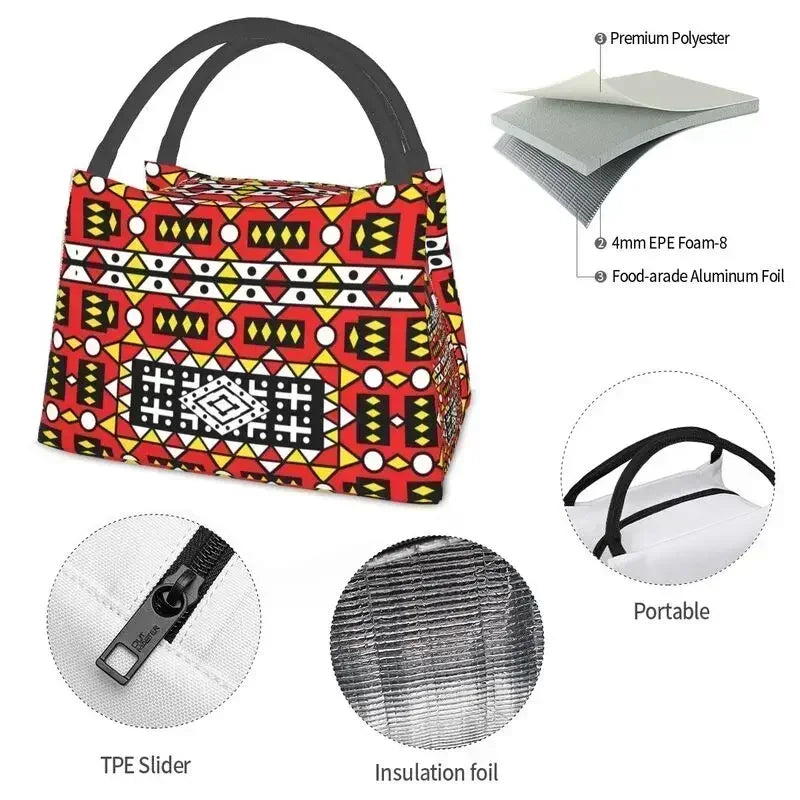Ankara Print Insulated Lunch Bag for African Pattern Wax Design