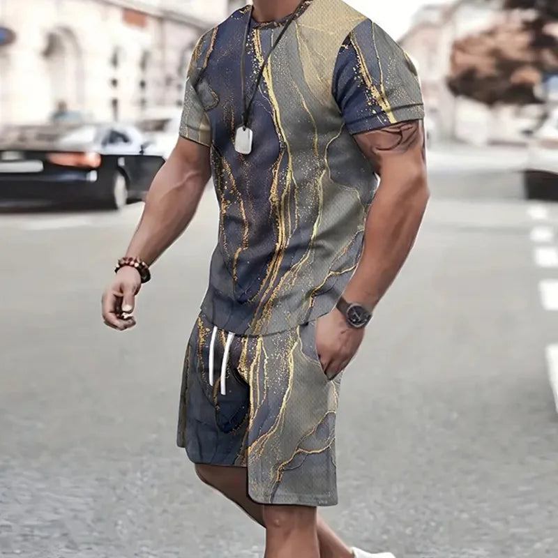 Sportswear Short Sleeve T Shirt Summer  Two Piece Suit For Men