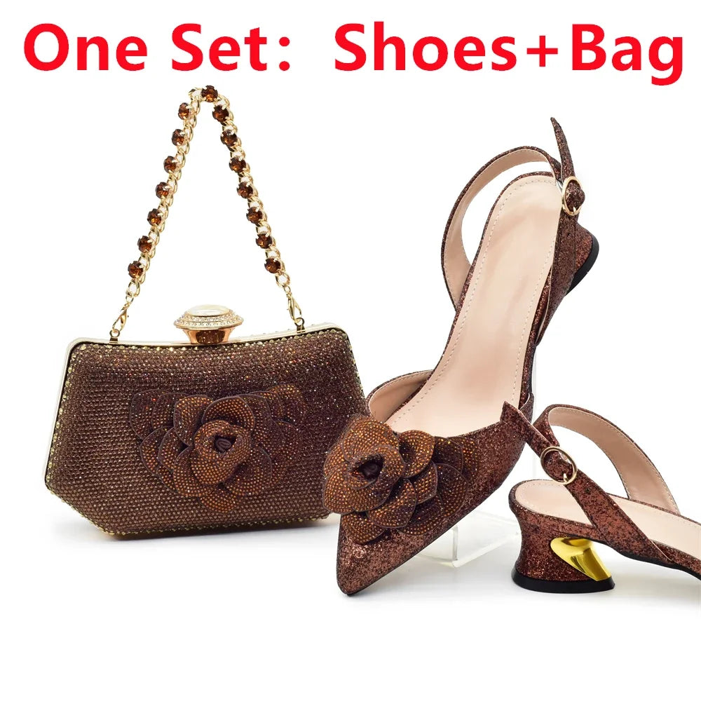 Ladies Shoe and Bag Set Latest Designers Luxury Italian Party Shoes and Bag