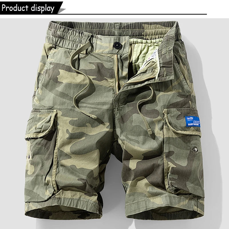 Outdoor Leisure Camouflage Comfortable Shorts For Men Elastic Waist Loose Straight High-Quality
