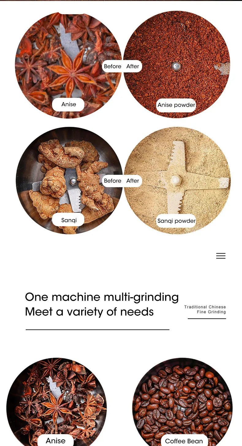 400W Electric Multifunctional Coffee Grinder Kitchen Cereal Nuts Beans Spices Grains Grinder Machine