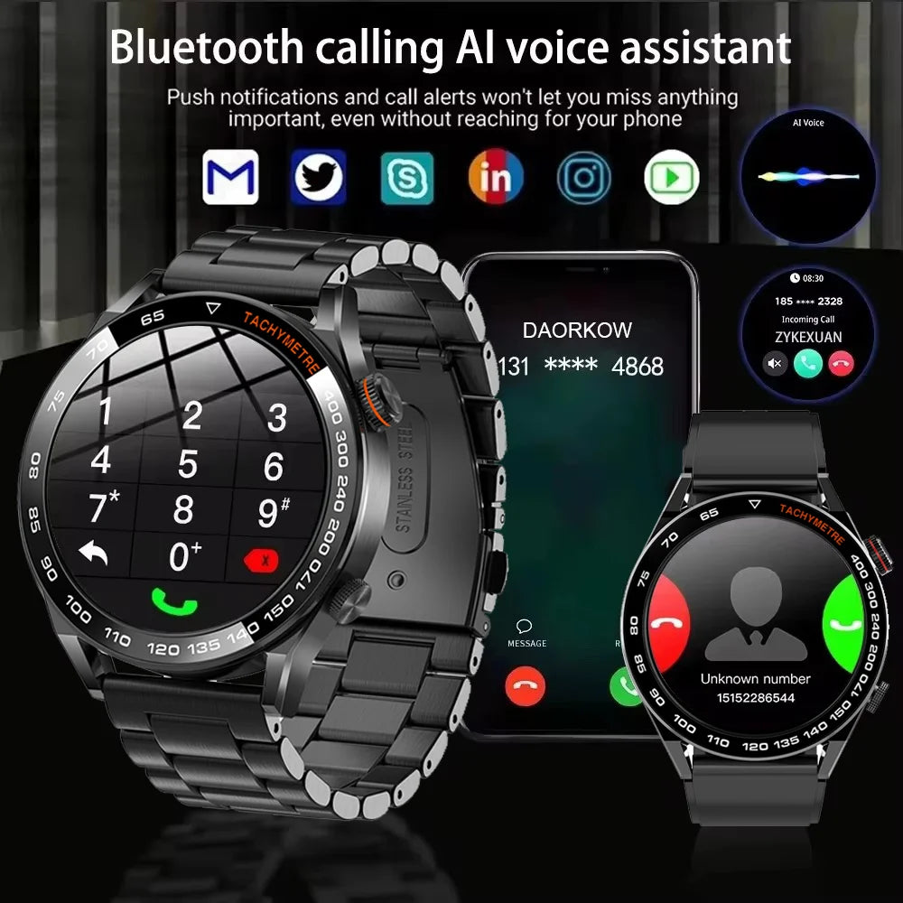 2026 New Smart Watch Men 1.5 inch Bluetooth Call Heart Rate Health 107+ Sports Fitness Watch Waterproof Business Man Smartwatch