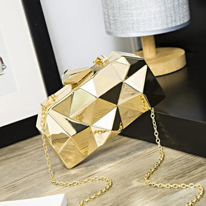 Women's Handbag  Purse Crossbody Shoulder Bag Gold Box Clutch