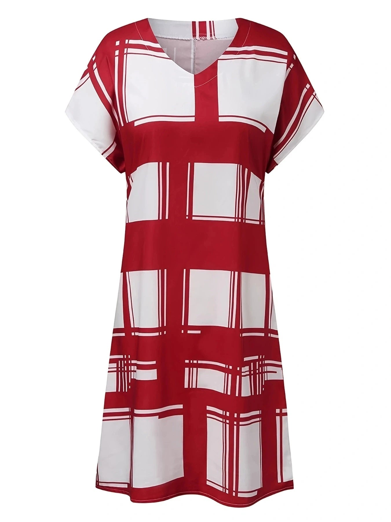 Women Fashion Geometric Printed Short Sleeve Summer Dress