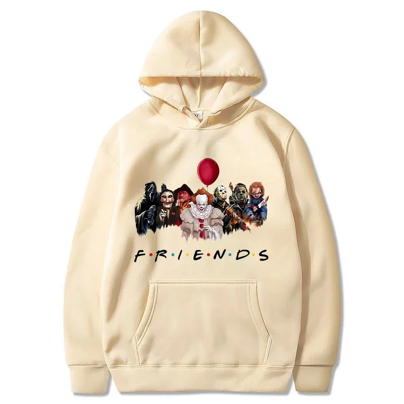 Halloween Friends Hoodies Men Fashion Horror Long Sleeve Sweatshirts Women Streetwear Hooded Pullove