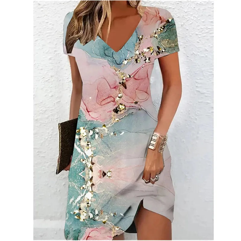 Marble Pattern Oversizd Casual Elegant Dress