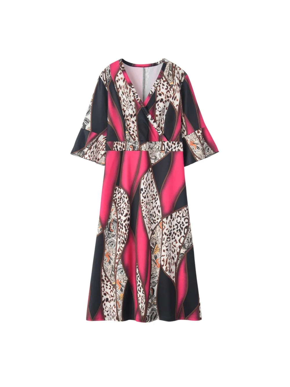 Plus Size Leopard Geometric Print Elegant Party Dress