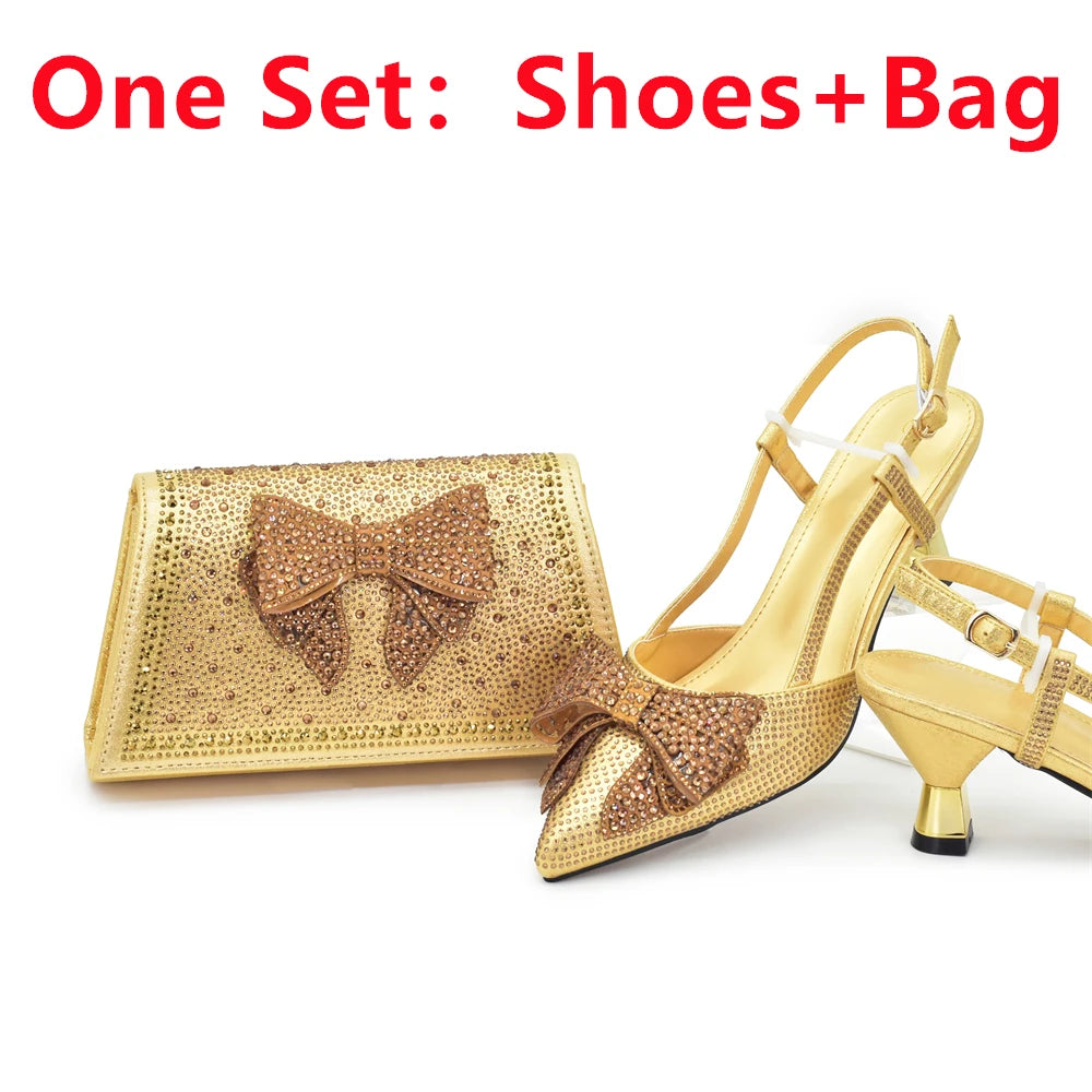 New Arrival Italian Shoe and Bag Set Designer Wedding Luxury  Shoes and Bag Set