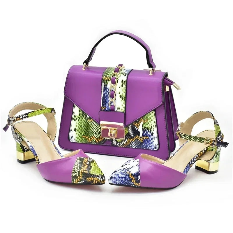 Fashion Leopard Shoes and Bag Set Wedding Pumps for Women Bride Shoes and Bag for Party Wedding