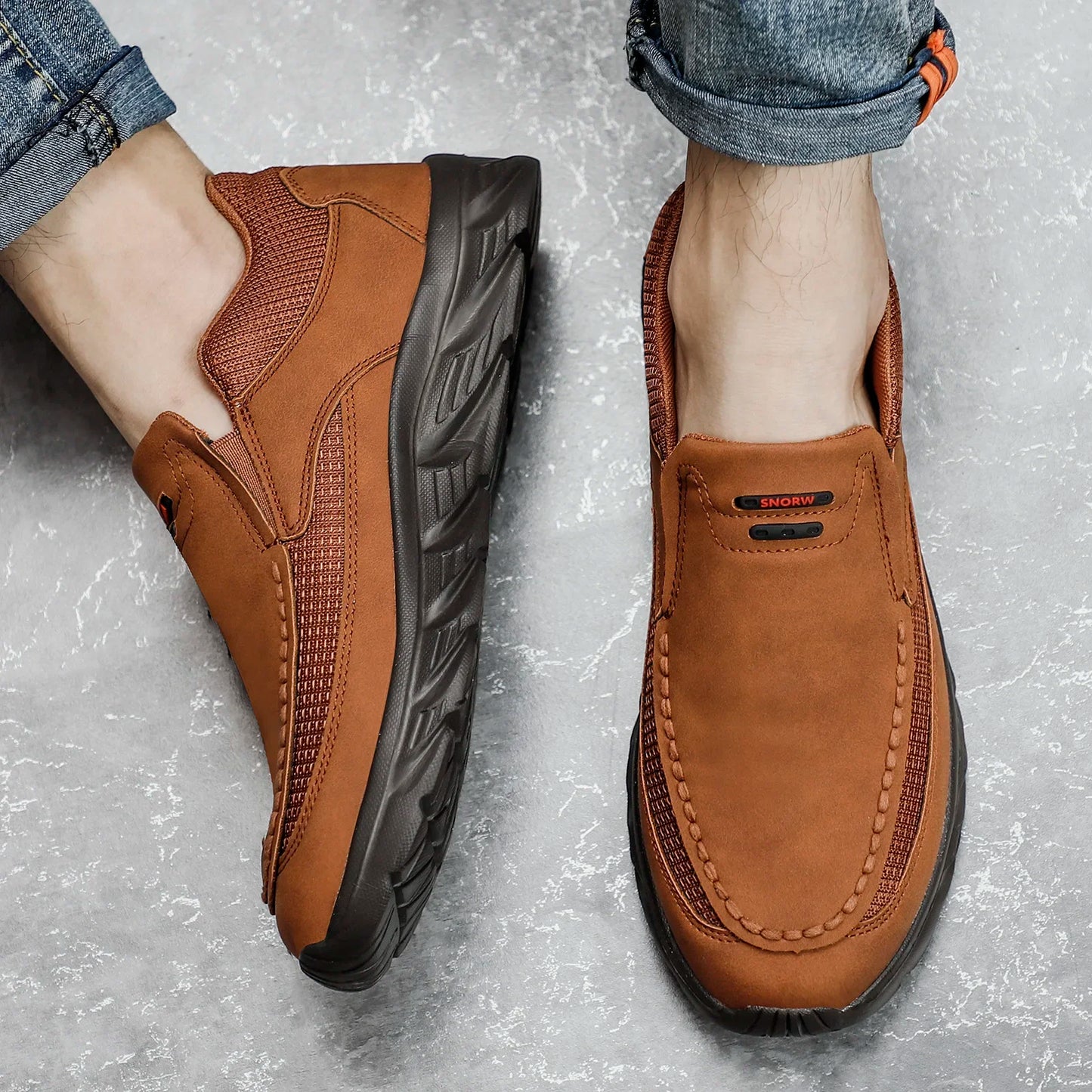 Men Sneakers Comfortable Leather Flat Footwear For Men