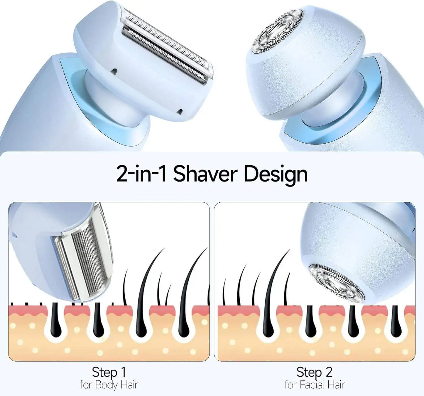 Portable Waterproof 2 In 1 Painless Shaving For Lady Private Part Hair Shaver Trimmer