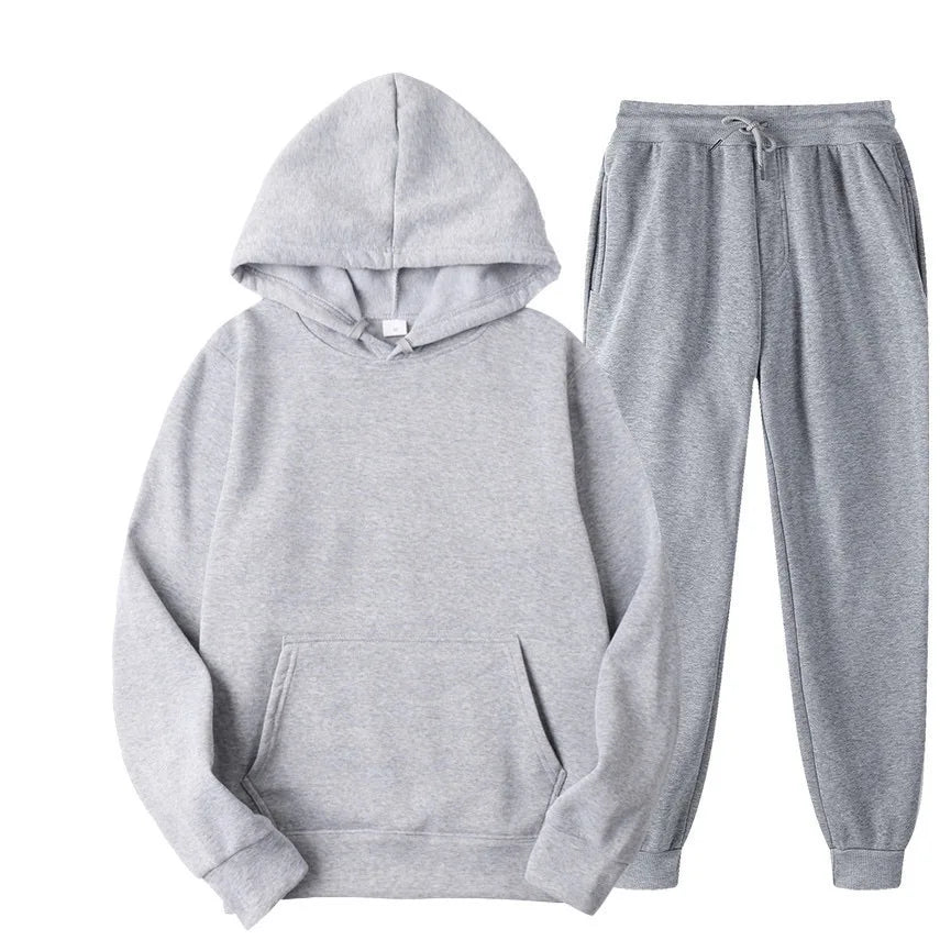 Winter New Solid Color Hoodie+pants  Sports Tracksuit