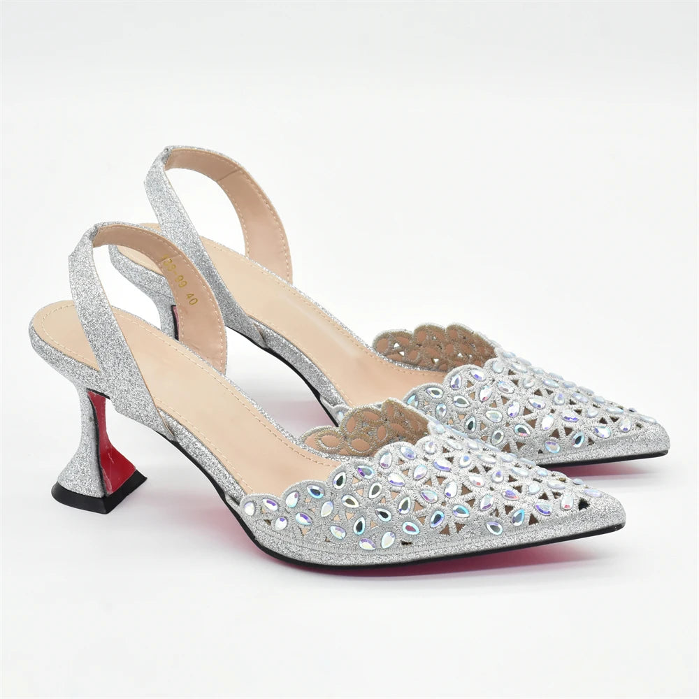 Silver Color Shoes and Bag for Party Wedding Luxery Women Shoe and Bag
