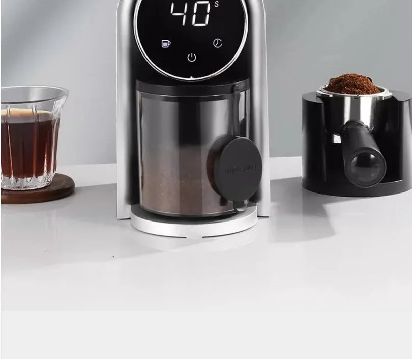 Electric Burr Coffee Grinder Automatic Precision Mill Espresso Drip Pour Over Transparent Bean Storage Container