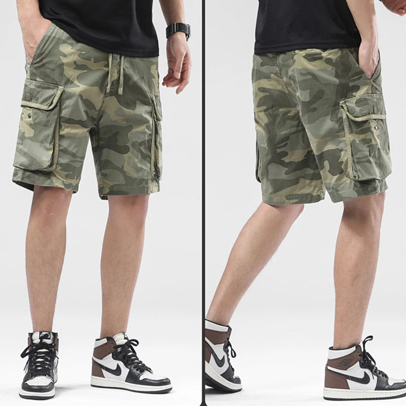 Outdoor Leisure Camouflage Comfortable Shorts For Men Elastic Waist Loose Straight High-Quality