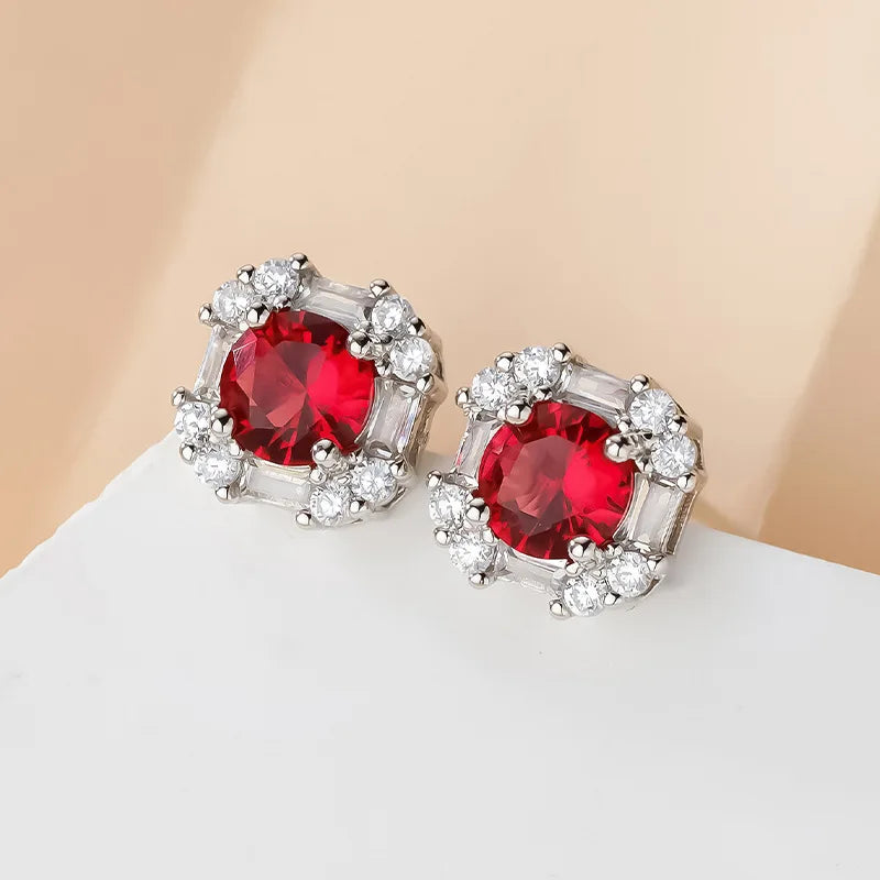 Silver Jewelry Sets Ring Stud Earrings Pendant Necklace with Zircon Accessories for Women Wedding Party Promise Gift
