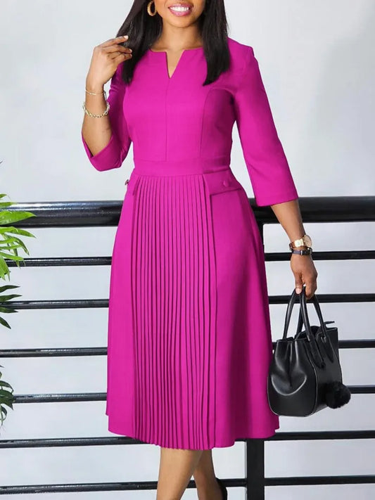 Sleeves Fashion  Slim Fit Midi Length Elegant Style Dress