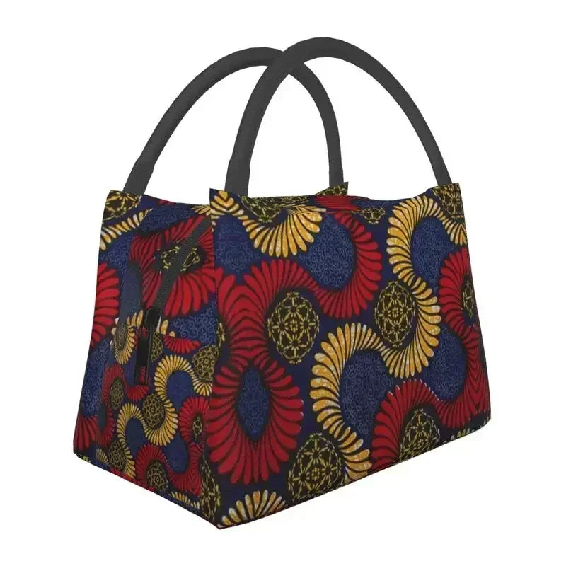 Ankara Print Insulated Lunch Bag for African Pattern Wax Design