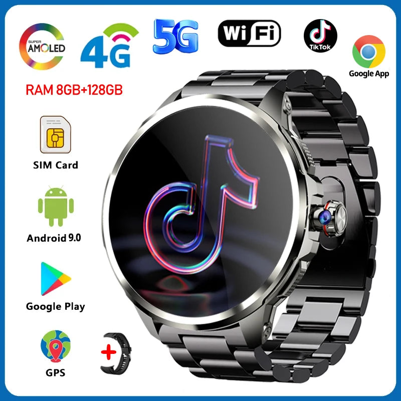 5G/4G Full Netcom 8GB+128GB RAM Smart Watch 1.95 inch 2100mah Battery 900W Camera GPS WIFI Google APPS Smartwatch