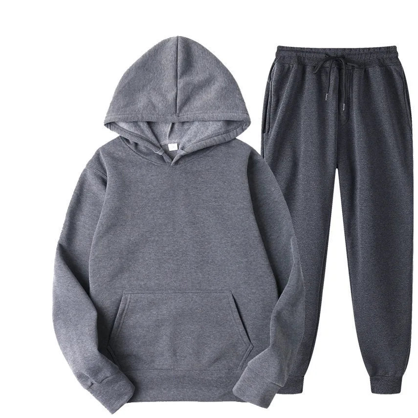 Winter New Solid Color Hoodie+pants  Sports Tracksuit