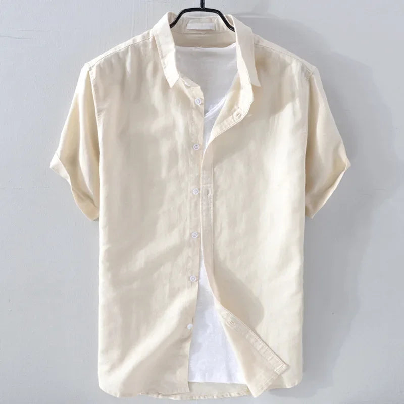 Pure Linen Short Sleeve Shirt For Men