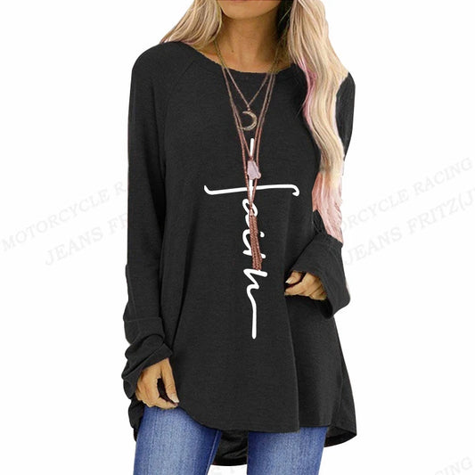 Christian Cross T shirt Long Sleeve Oversized