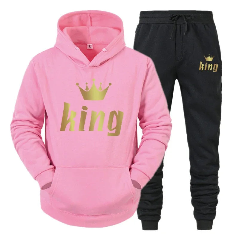 King And Queen Couple Outfit Hoodie and Jogger High Quality King Queen Tracksuit