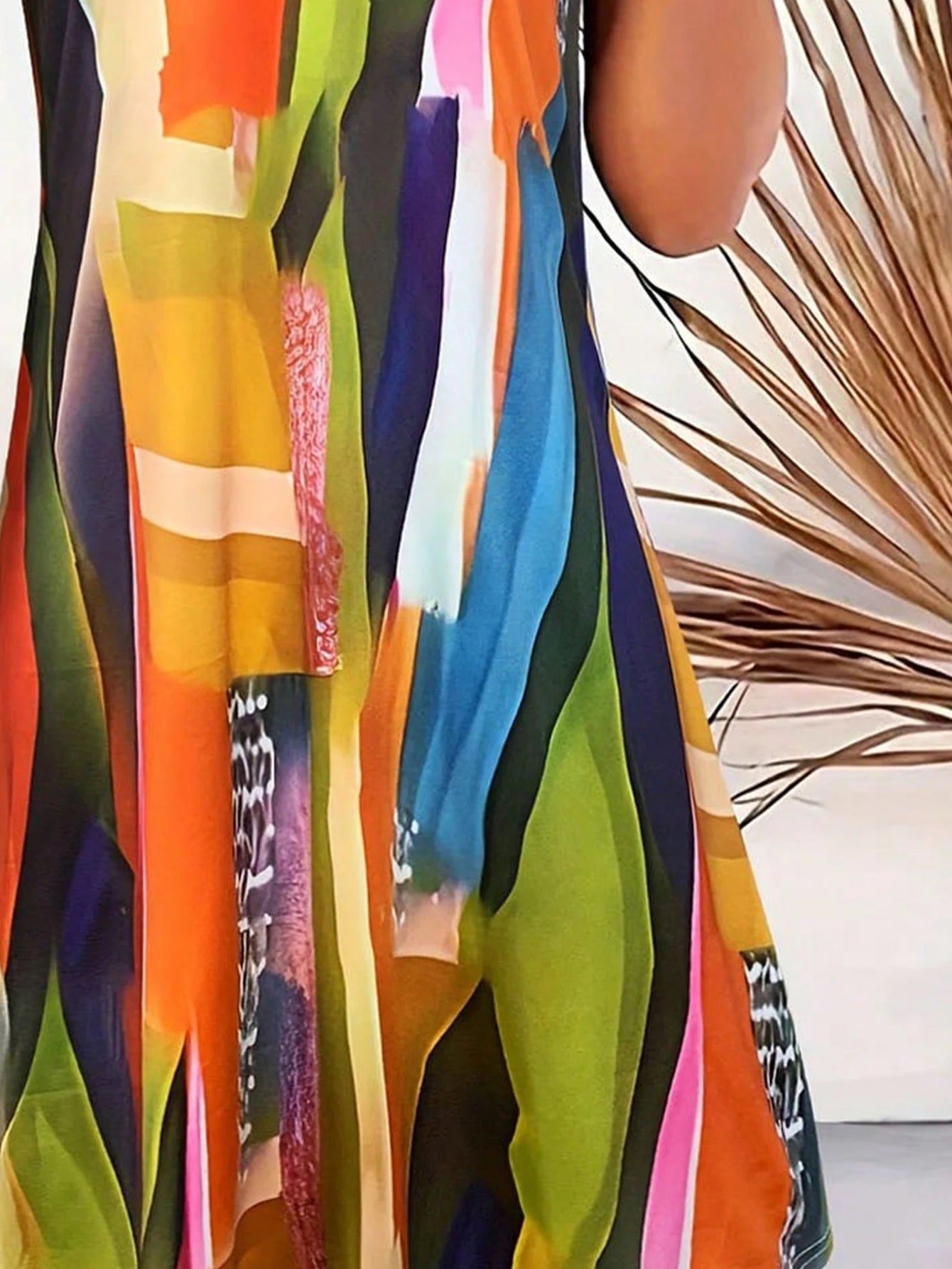 Sleeveless Dress,Leisurely Geometric Print Off-Shoulder Mini Sexy Dress