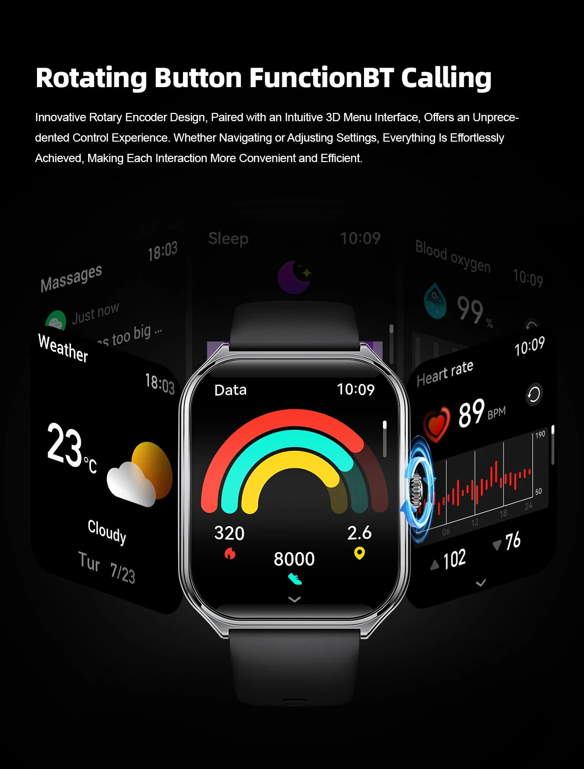 New Ultra Thin Smart Watch 1.96" AMOLED HD Pixel Display Always Show Time BT Call Reminder