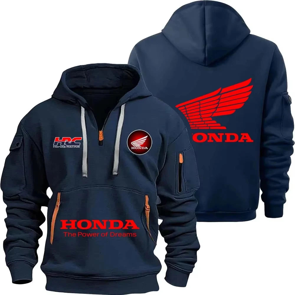 Honda zipper hoodie outdoor sports enthusiasts new men and women half zipper pocket